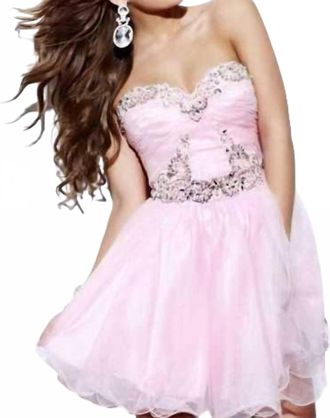Sherri Hill Mini Strapless Sweetheart Dress In Pink