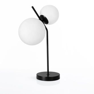 Oresteluchetta L&aacute;mpara de mesa de metal negro y vidrio blanco 54x33x20 cm