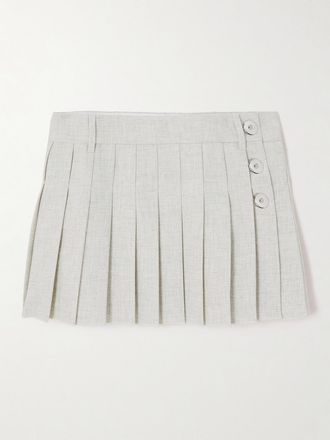 Paco Rabanne Minigonna In Misto Cotone E Lino A Pieghe - Grigio