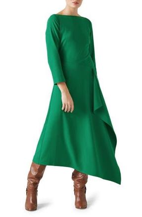 L.k. Bennett Lena Asymmetric Waterfall Dress in Green at Nordstrom Rack, Size 14 Us / 18 Uk