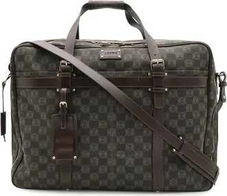 Loewe Black Dark Brown Coated Canvas Pvc Leather Boston Bag Shoulder Bag (Pre-Owned)
