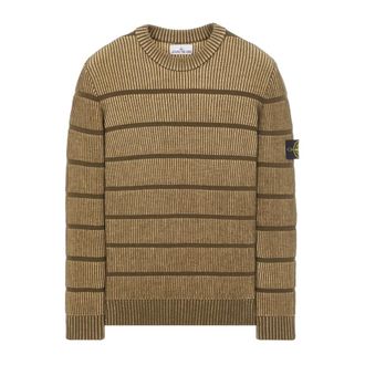 Stone Island Truien & Vesten, Heren, Beige, S, Wol, Ronde hals gebreide trui