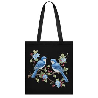 Generic Two Blue Birds Sitting on Branch Womens Tote Casual Shopping Bag Lightweight Shoulder Bags Hobos Handbag for Work Travel Daily 35x40cm