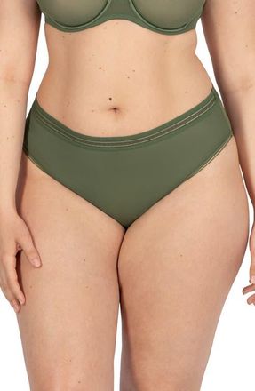 Curvy Couture Sheer Mesh High Cut Briefs in Bronze Green at Nordstrom, Size Xxx-Large