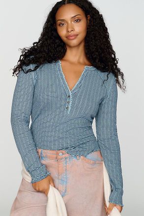 Pilcro Lace Trim Henley Top