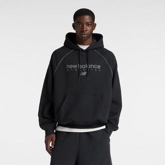 New Balance Uomo Trackside Fleece Hoodie in Nero/Grigio, Poly Fleece, Taglia XL