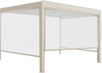 Oviala P&eacute;rgola bioclim&aacute;tica adosada motorizada de 3x4m y 3 estores crema