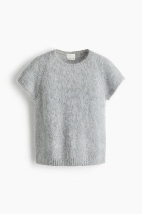 H&M Mohair-blend Top in Light Gray Melange at Nordstrom, Size X-Small