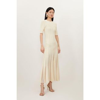 Karen Millen Petite Knitted Maxi Dress in Ivory at Nordstrom, Size Medium P