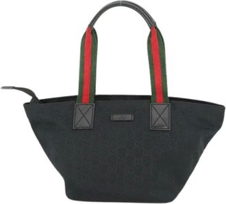 Gucci Pre-owned Tote Bags, female, Black, Size: ONE SIZE Pre-owned Vintage GG Canvas Tote