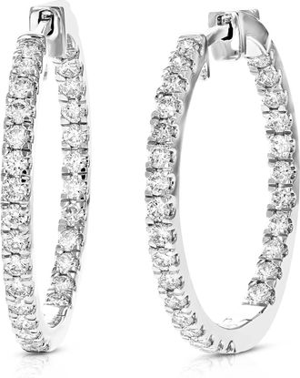 Vir Jewels 1.50 cttw Lab Grown Diamond Hoops Earrings in Sterling Silver With Latch Backs For Women
