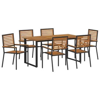 vidaXL Conjunto De Comedor De Jard&iacute;n 7 Pcs Negro Vidaxl