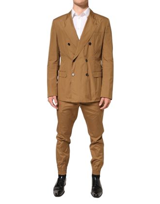 Dolce & Gabbana Mens Brown Taormina Double-Breasted 2 Piece Suit