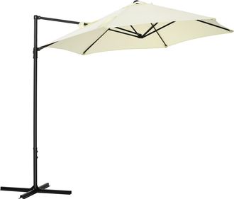 OUTSUNNY 2.5M Offset Roma Patio Umbrella W/ 360&deg; Rotation and Base - Beige | TJ Hughes