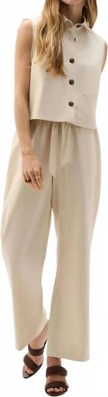 Joseph Ribkoff Linen Waist Sash Wide Leg Pants In Natural