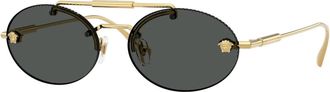 Versace Ovale Zonnebril - Dames - Zonnebrillen - Geel - 56 MM - Accessoires