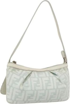 Fendi Pre-owned Shoulder Bags, female, Green, Size: ONE SIZE Pre-owned Canvas Shoulder Bag