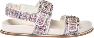 Baldinini Multicolor tweed sandaal - Dames - Sandalen - Veelkleurig - 37 1/2 EU - Tweed - Schoenen
