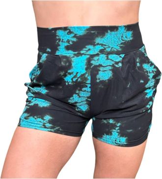 White Label Womens Lounge Shorts With Pockets In Teal Tiedye