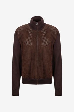 Dolce & Gabbana Bomberjacke aus Wollstrick und perforiertem Wildleder