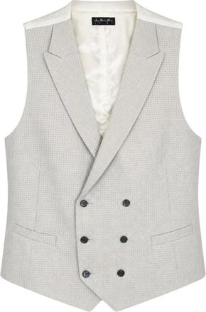 Luigi Bianchi Mantova Micro-patroon Gekruiste Colbert - Heren - Gillet - Grijs - 3XL - Kostuums
