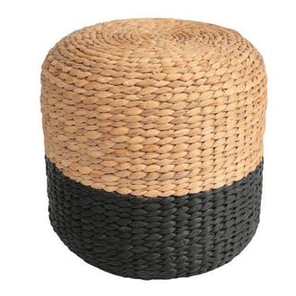 Jonathan Y Designs Aimee 15.7 Modern Minimalist Two-Tone Hand-Woven Hyacinth Stool in Black/natural at Nordstrom