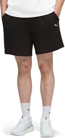 Puma Wardrobe Essentials Relaxed Waffle Knit Shorts in Puma Black at Nordstrom, Size Xx-Large