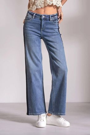 Elan Track Jeans With Stripe In Blue