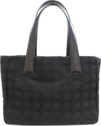 Chanel New Travel Line Black Nylon Jacquard Tote Bag (Pre-Owned)