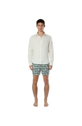 Onia Charles 4 Swim Trunk in Off Wht/dk Oliv at Nordstrom, Size Xx-Large