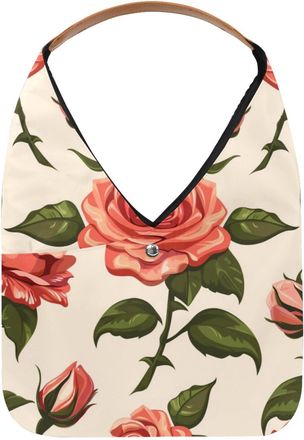 Generic Rose Flowers Reusable Lightweight Grocery Bags - Foldable Into Compact Pouch, Washable & Sturdy, Multipurpose for Shopping and Travel