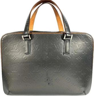 Louis Vuitton Vintage, unisex, Blauw, ONE Size, Leer, Pre-owned Briefcase Tote Bag
