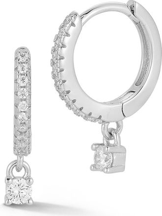 Glaze Jewelry Cubic Zirconia Drop Hoop Earrings in Silver at Nordstrom Rack