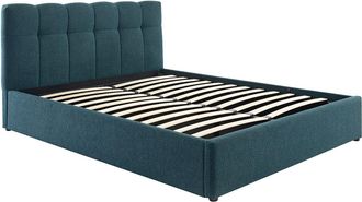 Vente-Unique Canap&eacute; abatible de 140 x 190 cm - Tela boucl&eacute; - azul petr&oacute;leo - MAZIRI