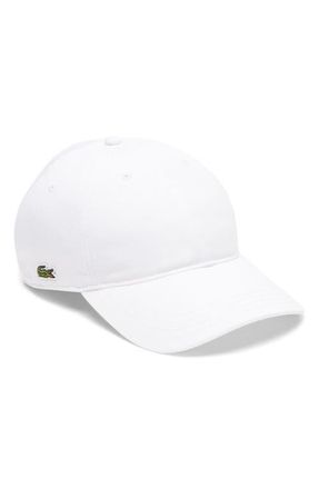Lacoste Essential Cotton Twill Baseball Cap in White at Nordstrom