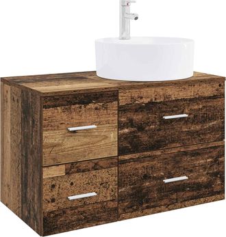 vidaXL Juego De Muebles De Ba&ntilde;o 2 Uds. Madera Envejecida Vidaxl
