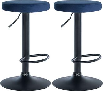 Clp Clp - Set De 2 Taburetes De Bar Ponte En Terciopelo Azul Metal Negro Mate