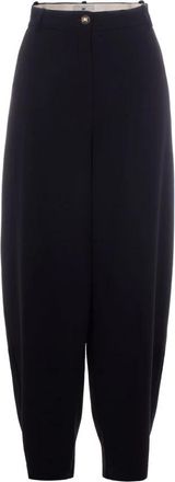 Elisabetta Franchi Wijde broek - Dames - Wijde Broeken - Zwart - M - Polyester - Broeken