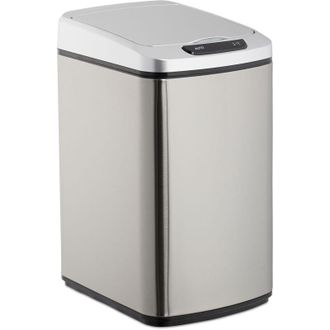 Relaxdays Relaxdays - Cubo De Basura, Sensor De Apertura, Contenedor Rectangular, Para Ba&ntilde;o & Cocina, 12 L, 1 Ud., Plateado