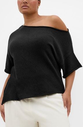 City Chic One-Shoulder Top in Black at Nordstrom, Size Xxxs