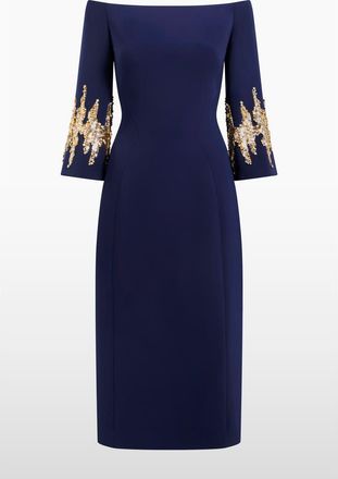 Jenny Packham Aster Sequin-Embellished Midi Dress in Midnight Kiss at Nordstrom, Size 12 Uk
