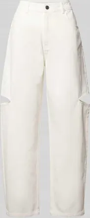 Karo Kauer Barrel Jeans mit seitlichen Cut Outs in Offwhite, Gr&ouml;&szlig;e XL