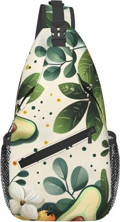 Generic Avocado Leaves Orange Shoulder Bag Trendy Cross Body Bag Adjustable Chest Backpack For Camping Runner Cycling
