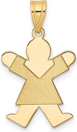 Diamond2Deal 14k Yellow Gold The Kids Solid Satin Small Girl Engravable Joy Charm Pendant