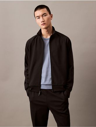 Calvin Klein Mens Stretch Twill Track Jacket - Black - XS