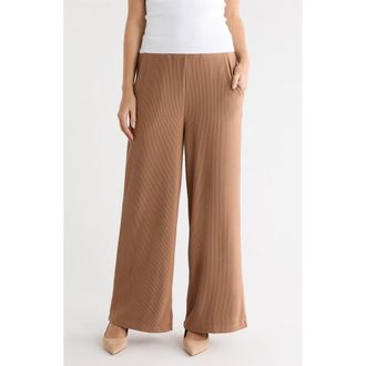 Adrianna Papell Ottoman Rib Wide Leg Crop Pants in Mink at Nordstrom Rack, Size X-Small