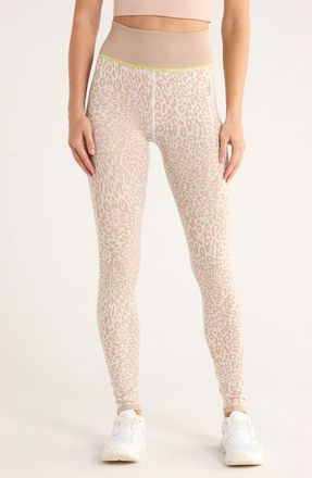 Free People FP Movement Myoko Jacquard Leggings in Snow Leopard at Nordstrom Rack, Size X-Small/small