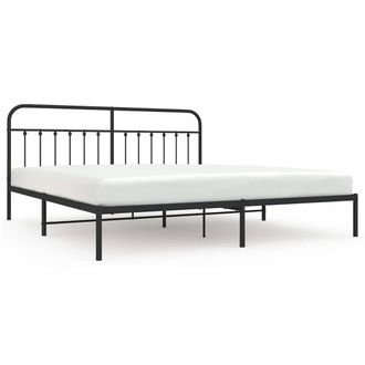 Berkfield Home Metal Bed Frame with Headboard Black 193x203 cm