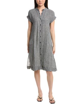 Eileen Fisher Petite Mandarin Collar Linen Midi Dress