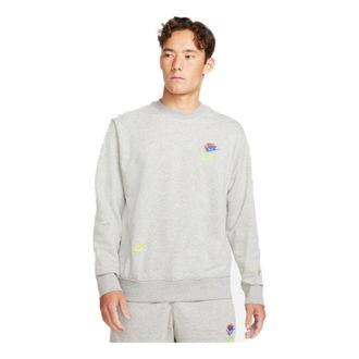 Nike Mens Nike Contrasting Colors Logo Round Neck Pullover Autumn Gray DJ6915-063
